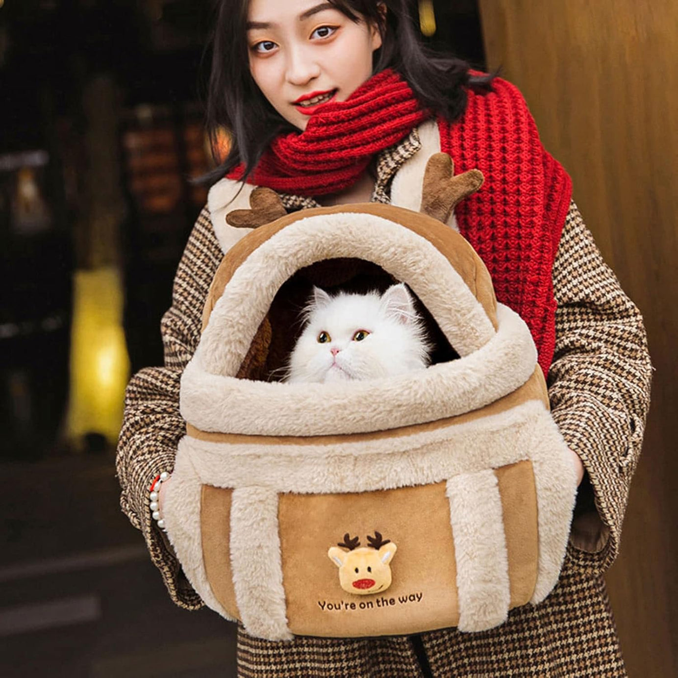 Carrier Bag Backpack Dog Travel Pet Winter Outdoor Carriers Plush
