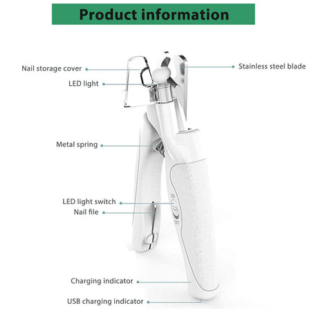 Pet Nail Clippers With LED Light Dogs Cat Scissors Professional
