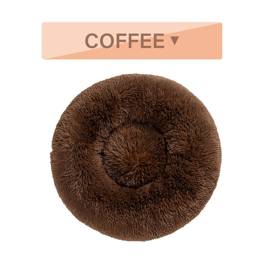 Fluffy Donut Dog Bed Warm Soft Long Plush Pet Cushion House Cat