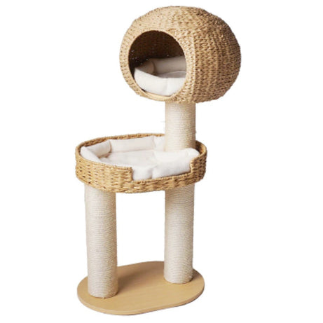 Green Song Woven Cat Climbing Frame With Thick Posts Tree Bed