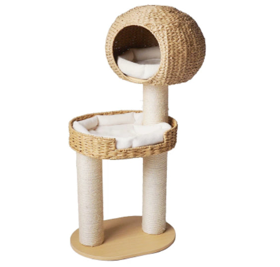 Green Song Woven Cat Climbing Frame With Thick Posts Tree Bed