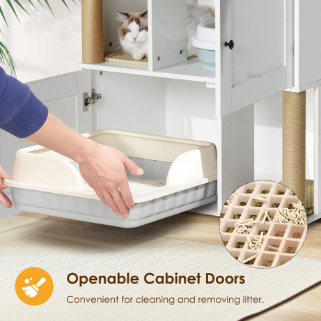 Double Cat Litter Box Enclouse Enclosure For 2 Cats Cabinet