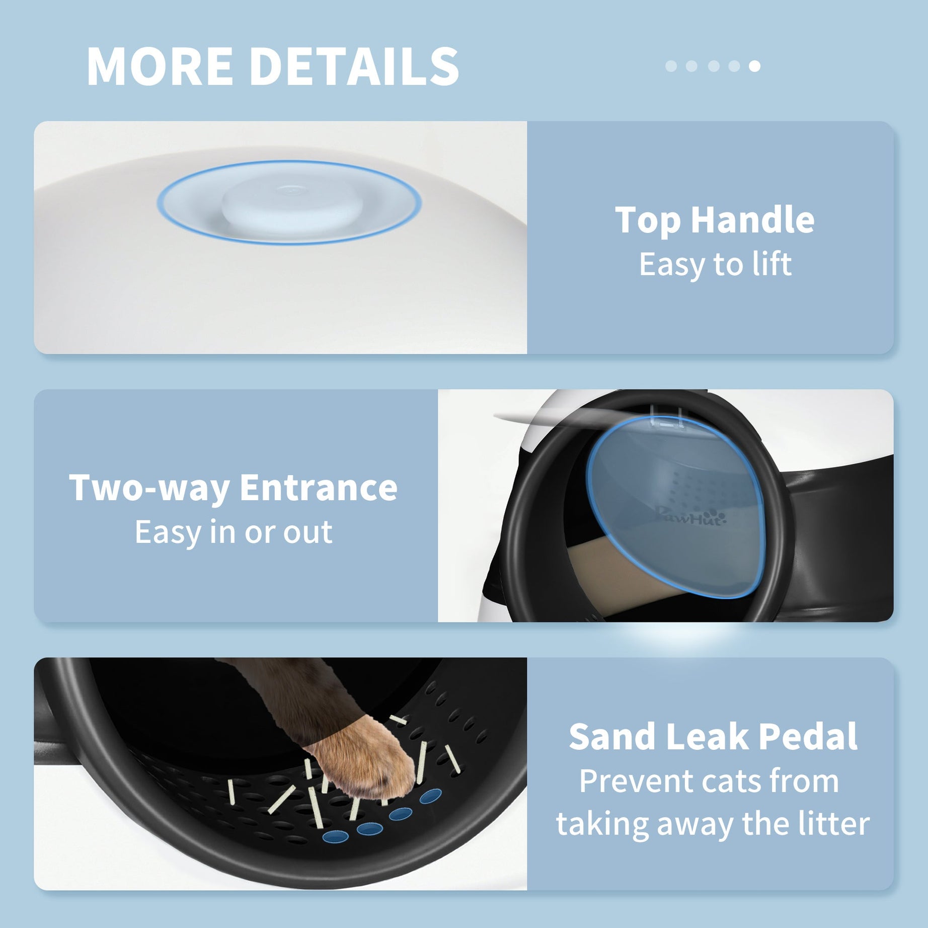 Dome Covered Cat Litter Box With Lid White And Black