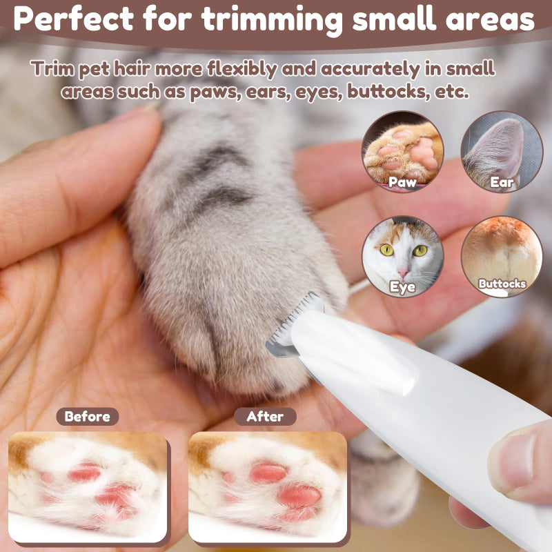 Pets Dog Paw Trimmer With LED Light Fully Waterproof Pet Hair