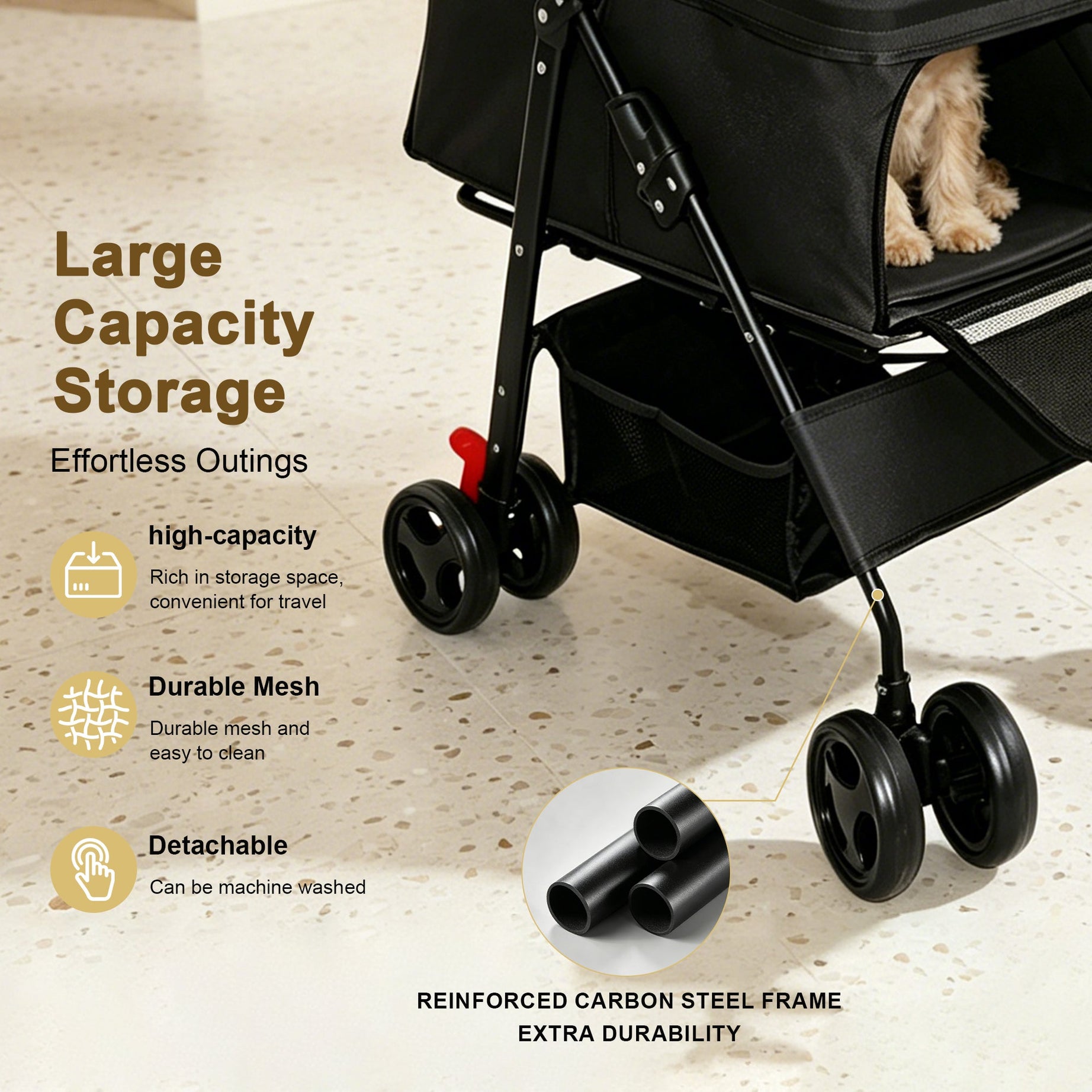 Foldable Pet Stroller For Small Dogs And Cats Under 28 Lbs