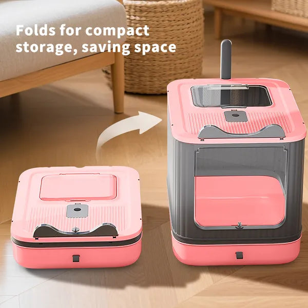 Elevated Leak Proof Elf Pink Cat Litter Box Made Of Sturdy