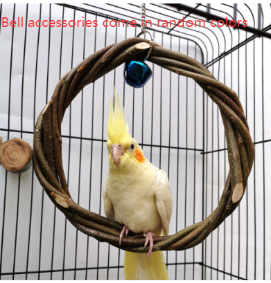 Bird Standing Frame Rattan Ring Chewing Toy Cage