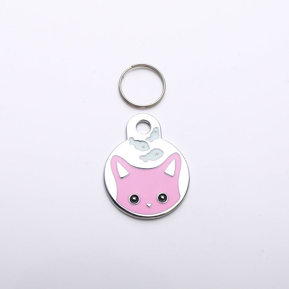 Pet Dog Brand Cute Cartoon Cat And Fish Printed Necklace Pendant