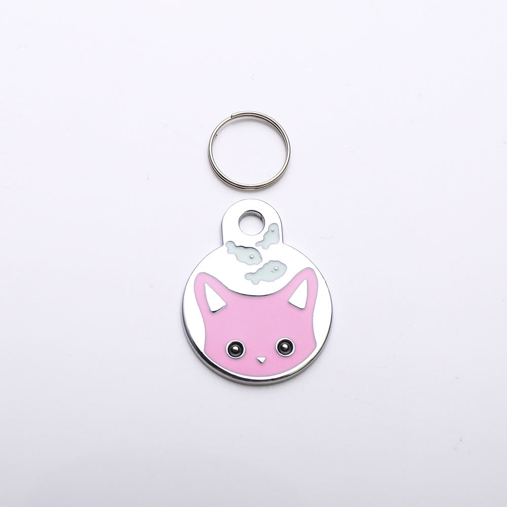 Pet Dog Brand Cute Cartoon Cat And Fish Printed Necklace Pendant