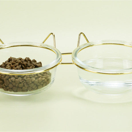 Glass Cat Bowl Drinking Dish Feeder For Pet Food Water Dishes