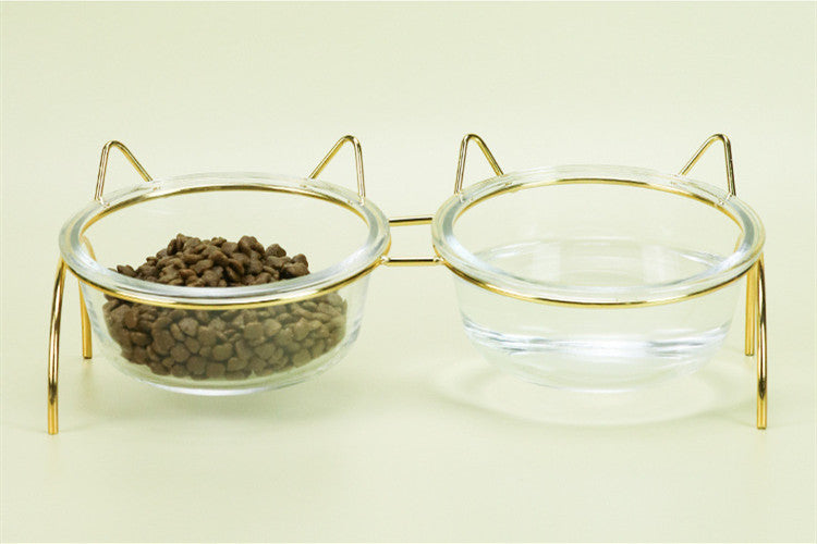 Glass Cat Bowl Drinking Dish Feeder For Pet Food Water Dishes