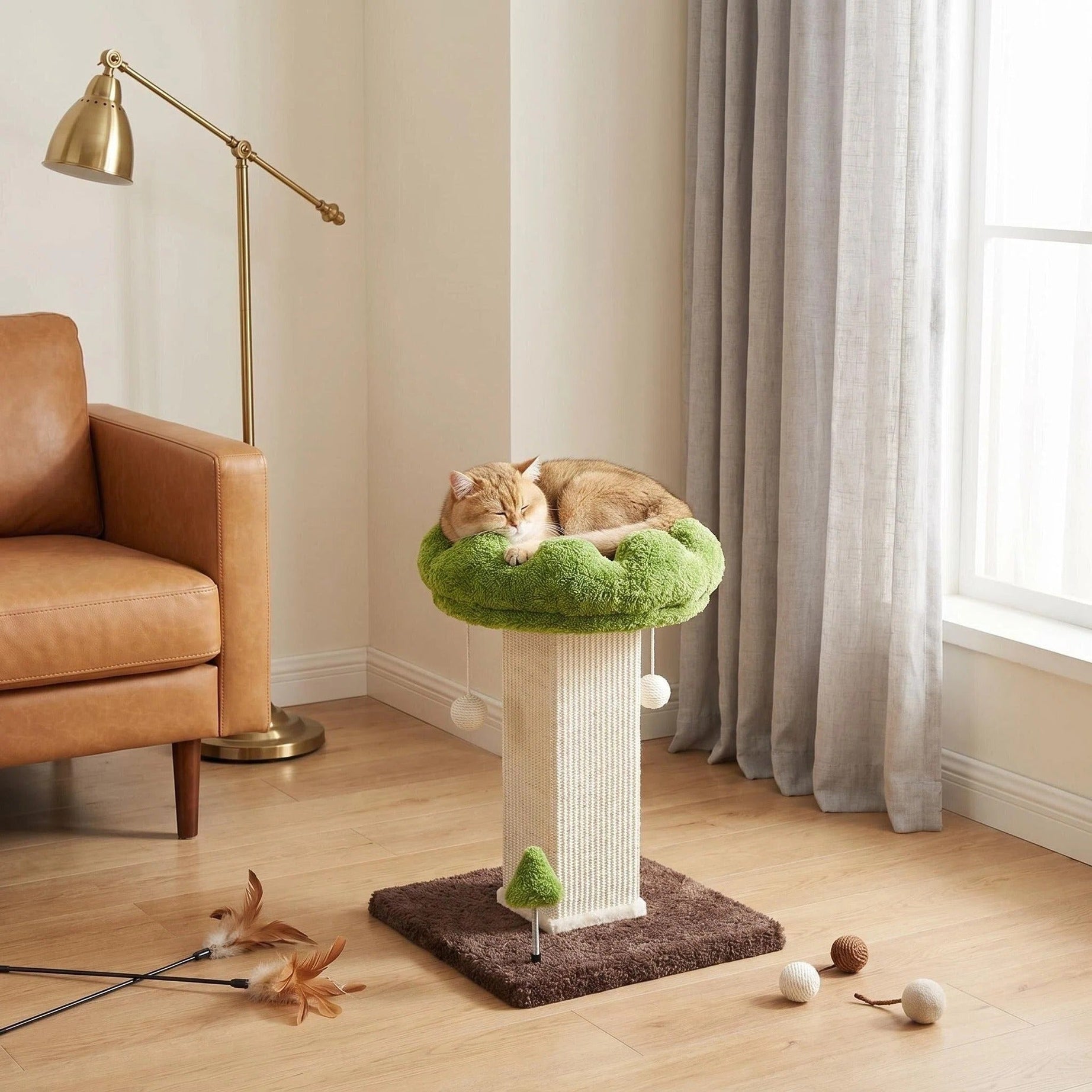 Flower Cat Scratching Post For Indoor Cats Scratcher With Perch
