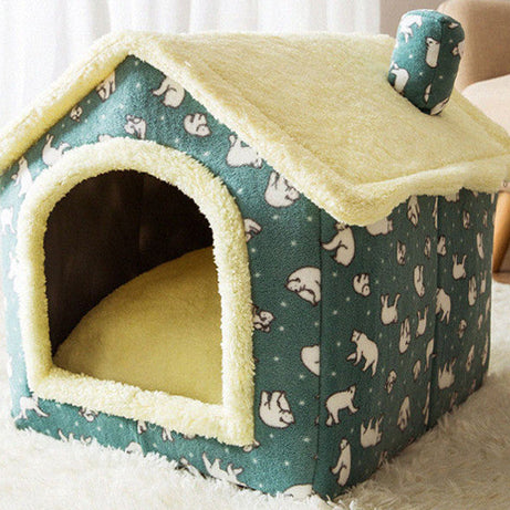 Foldable Dog House Pet Cat Bed Winter Villa Sleep Kennel Removable