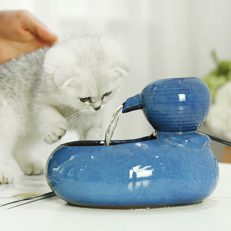 Cat Ceramic Automatic Circulating Water Dispenser Pet Filter