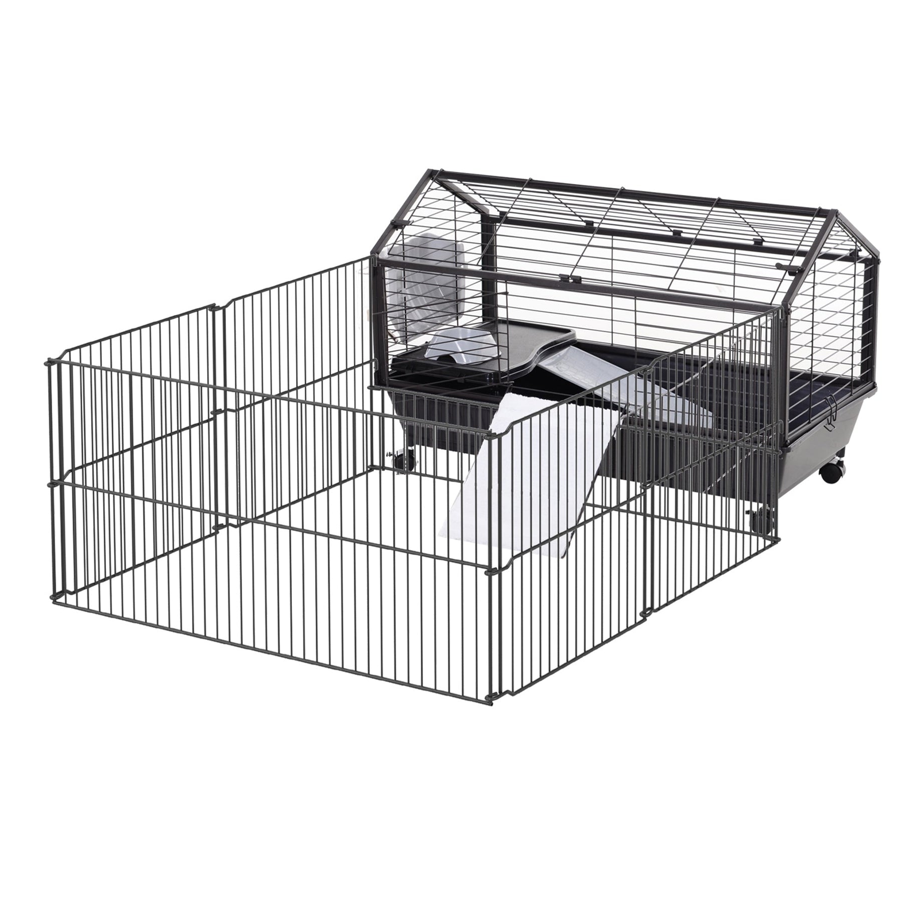 Rolling Metal Rabbit Guinea Pig Or Small Animal Hutch Cage
