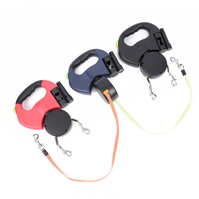 Retractable Dog Leash For Small Dogs Reflective Dual Pet Lead 360