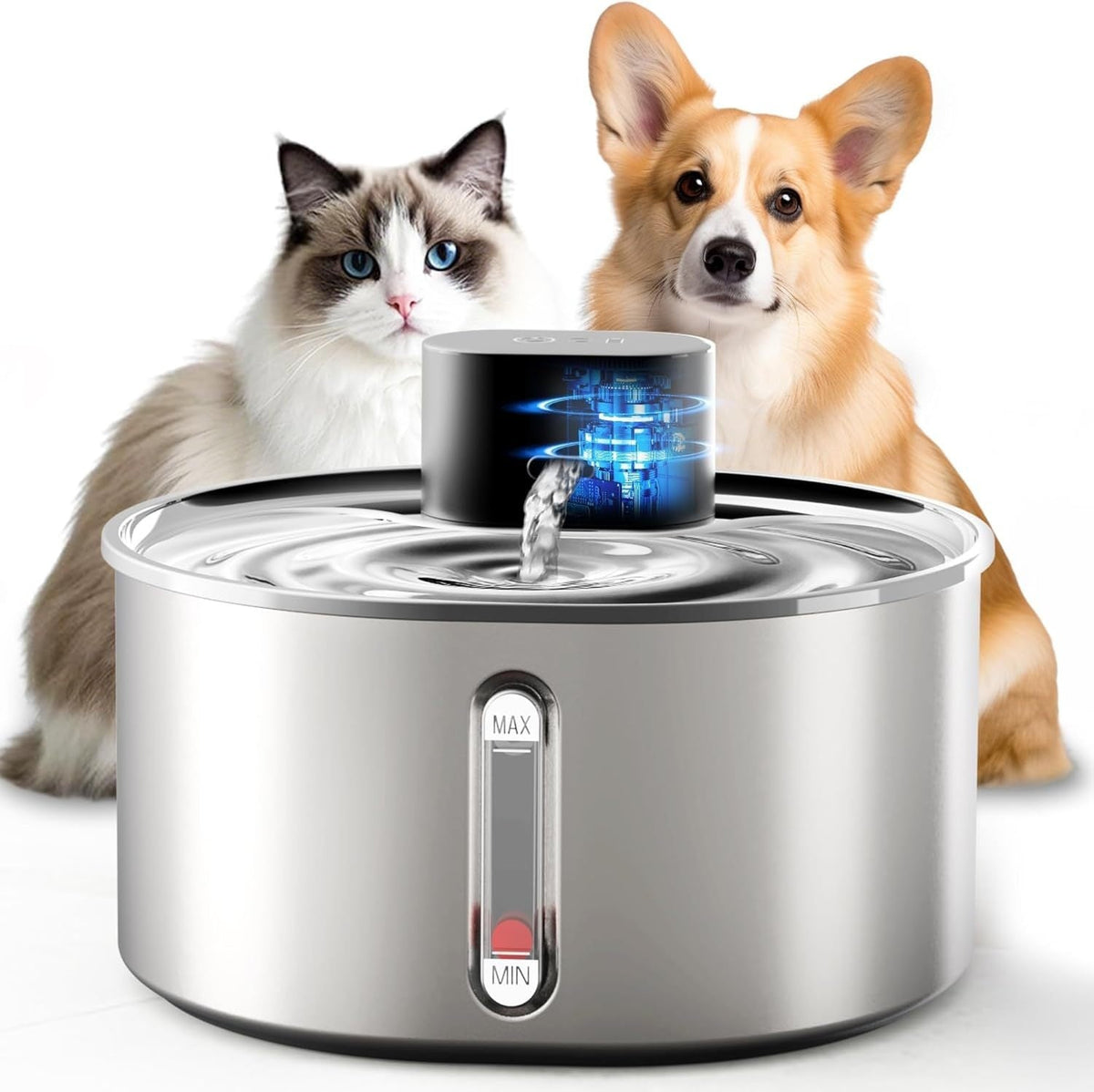 Smart Pet Water Fountain Wireless Cat Dispenser Stainless Steel