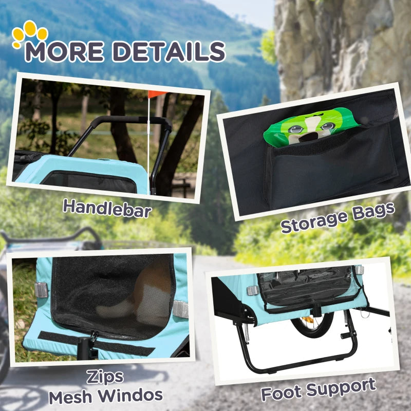 2-in-1 Dog Bike Trailer Pet Stroller Carrier For Large Dogs