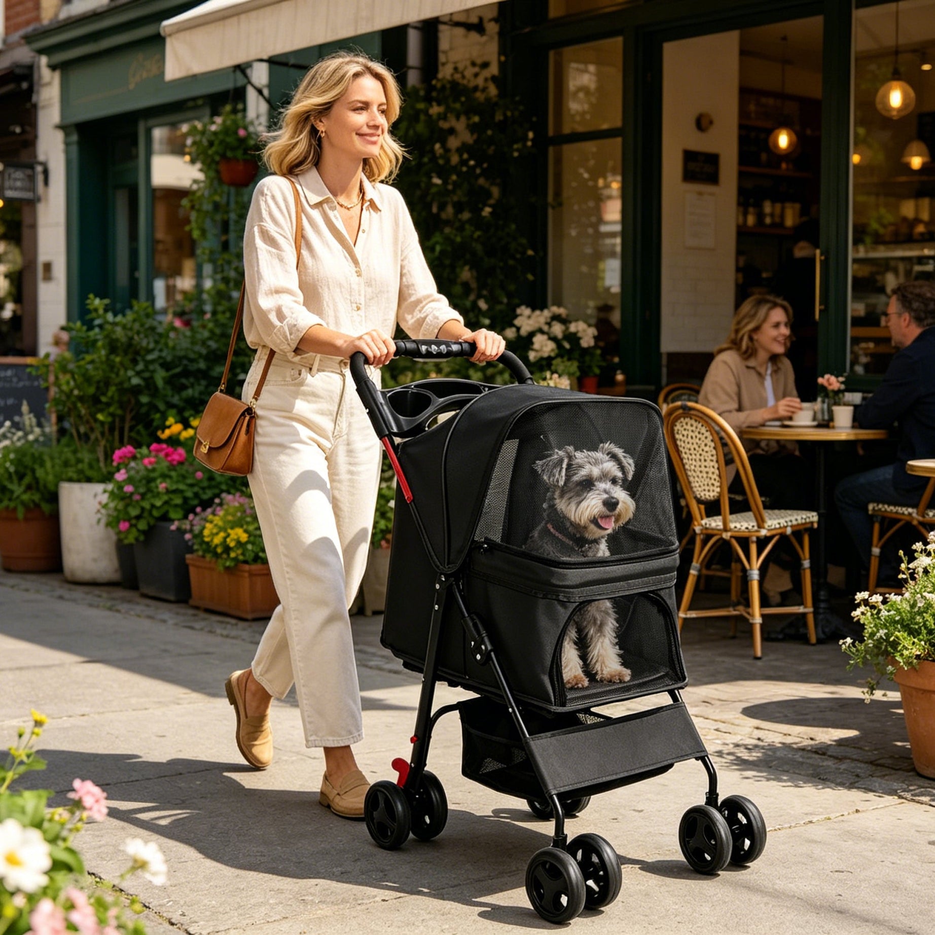 Foldable Pet Stroller For Small Dogs And Cats Under 28 Lbs