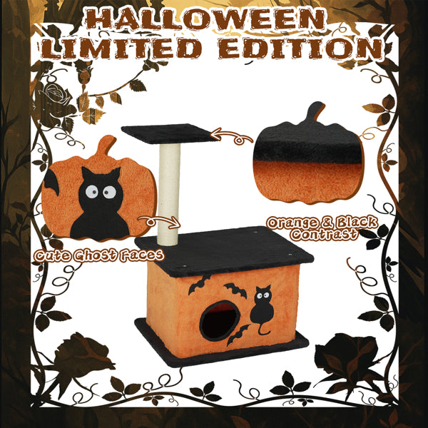 33inch Halloween Cat Tree Tower For Indoor Cats With Spacious Condo