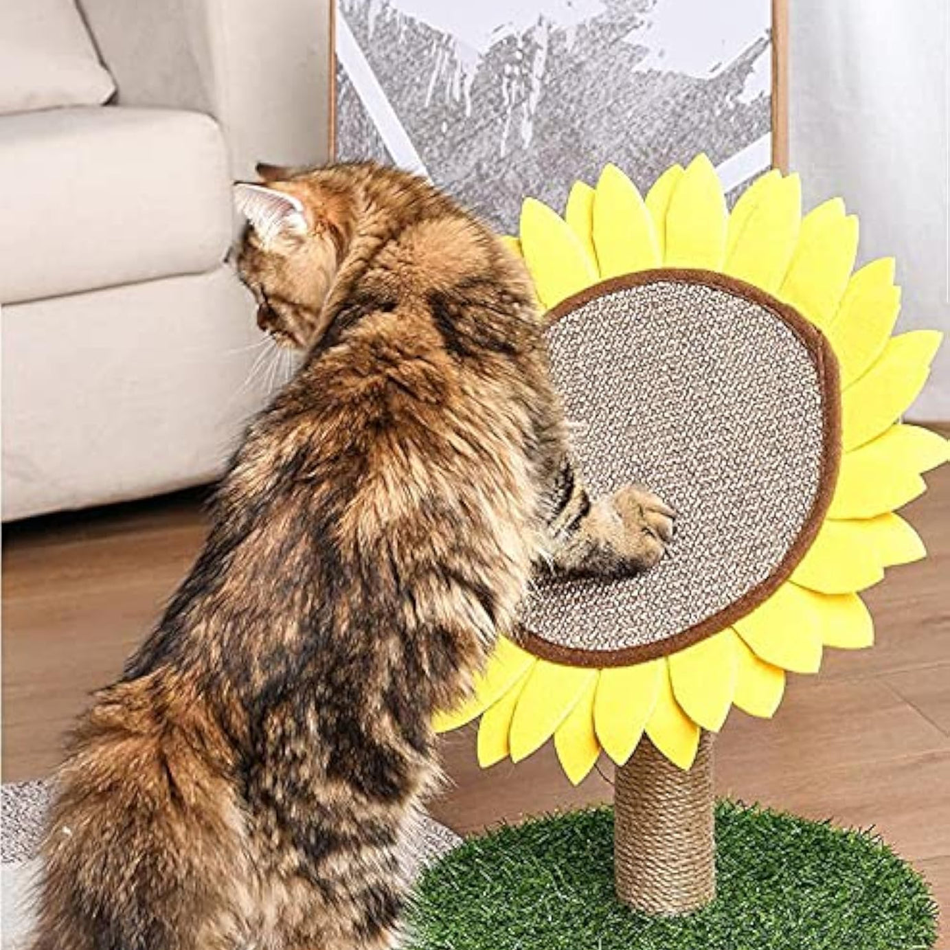 Sisal-covered Cat Claw Scratcher Pole With Sunflower Scratching