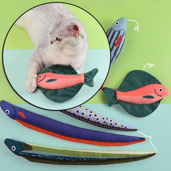 New Cat Toys Canvas Simulation Mint Fish Tease Stick Molars Pet