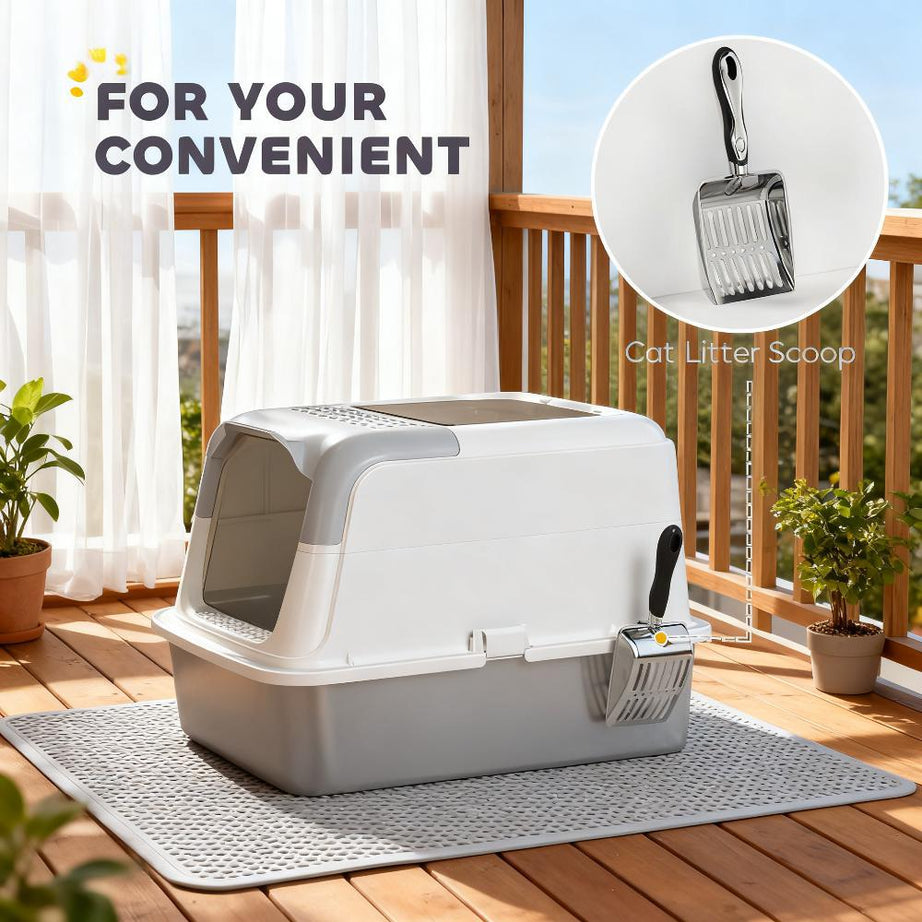 Cat Litter Box Enclosed With Scoop Deodorizer Bag