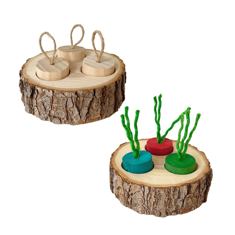 Wooden Pet Foraging Snack Box Rabbit Guinea Pig Molar Educational