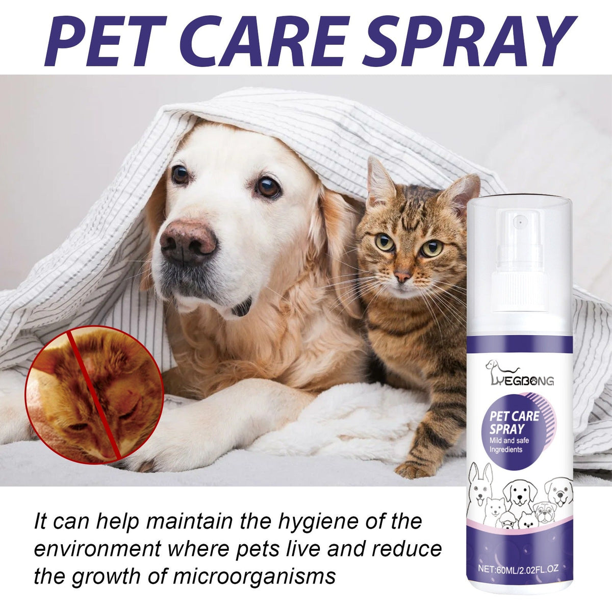 Yegbong Pet Care Spray Pet Cat And Dog Skin Wound