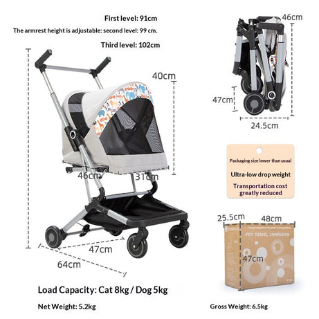 Ultra-lightweight Pet Stroller For Cats And Dogs All-in-one