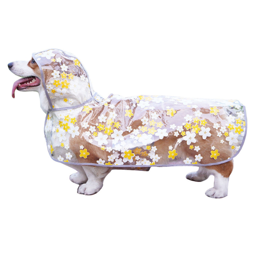 Pet It Tpu Floral Dog Cloak Raincoat Corgi Medium-sized Universal