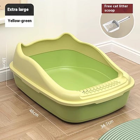 Litter Box Oversized Semi-enclosed Cat Toilet Anti-splash Poop Basin