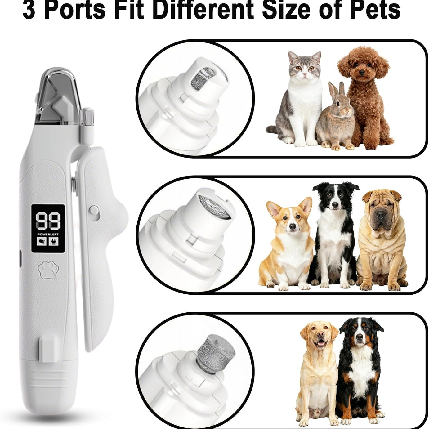 2-in-1 LED Light Cat Anti-blood Nail Grinder Dog Pet Clipper Animal