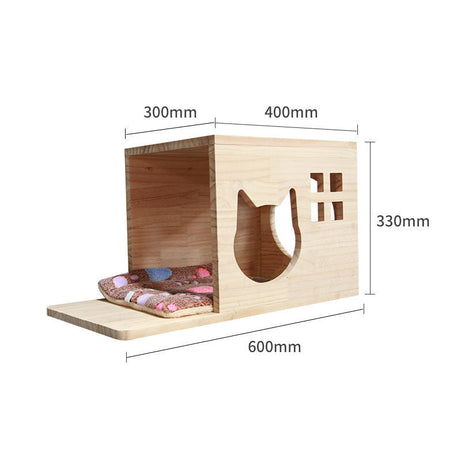 Pet Cat Climbing Frame Wall Type Solid Wood Hanging Platform Ladder