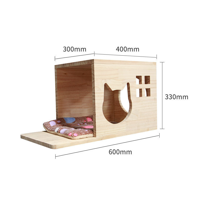 Pet Cat Climbing Frame Wall Type Solid Wood Hanging Platform Ladder