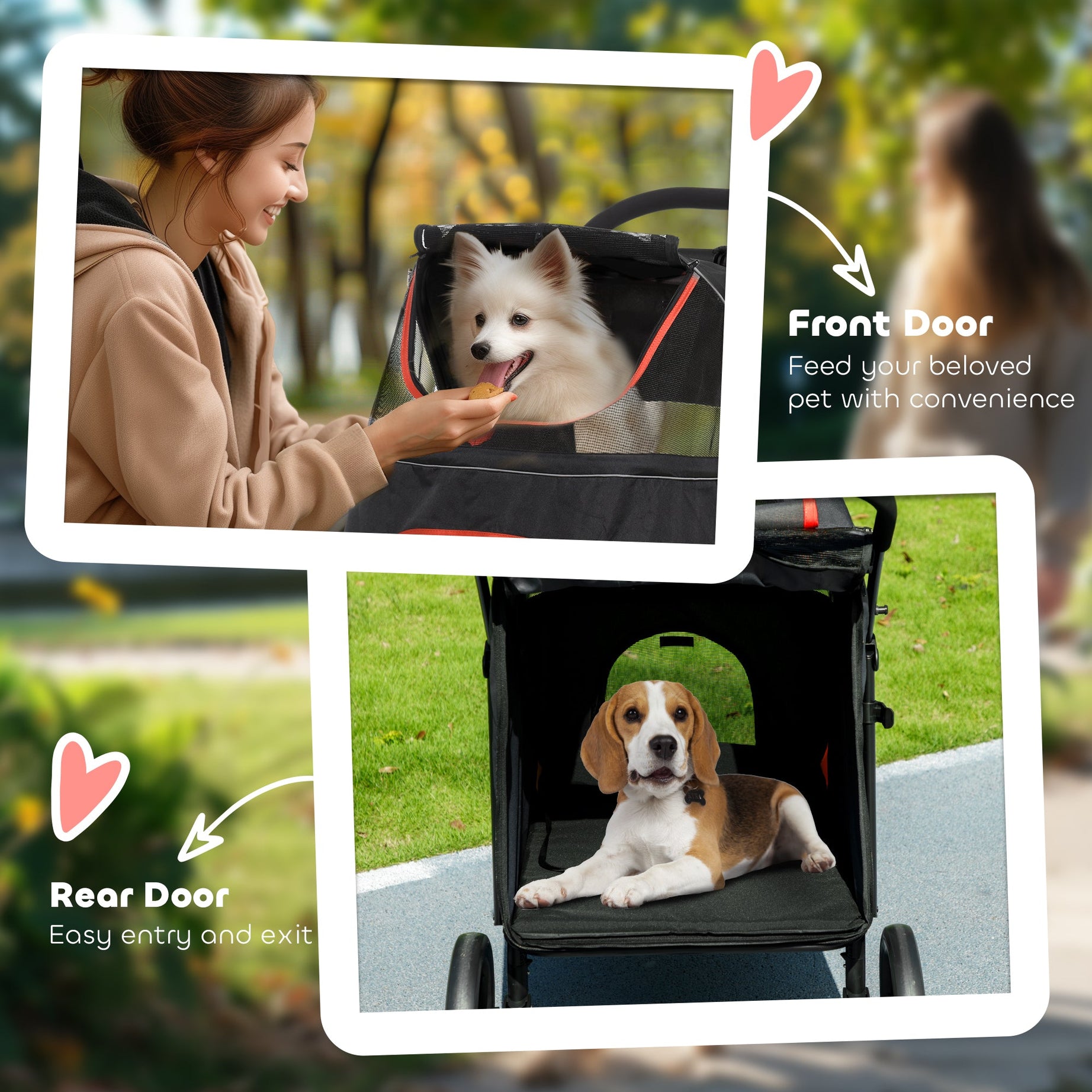 One-click Foldable Dog Stroller For M L Dogs Pet Black