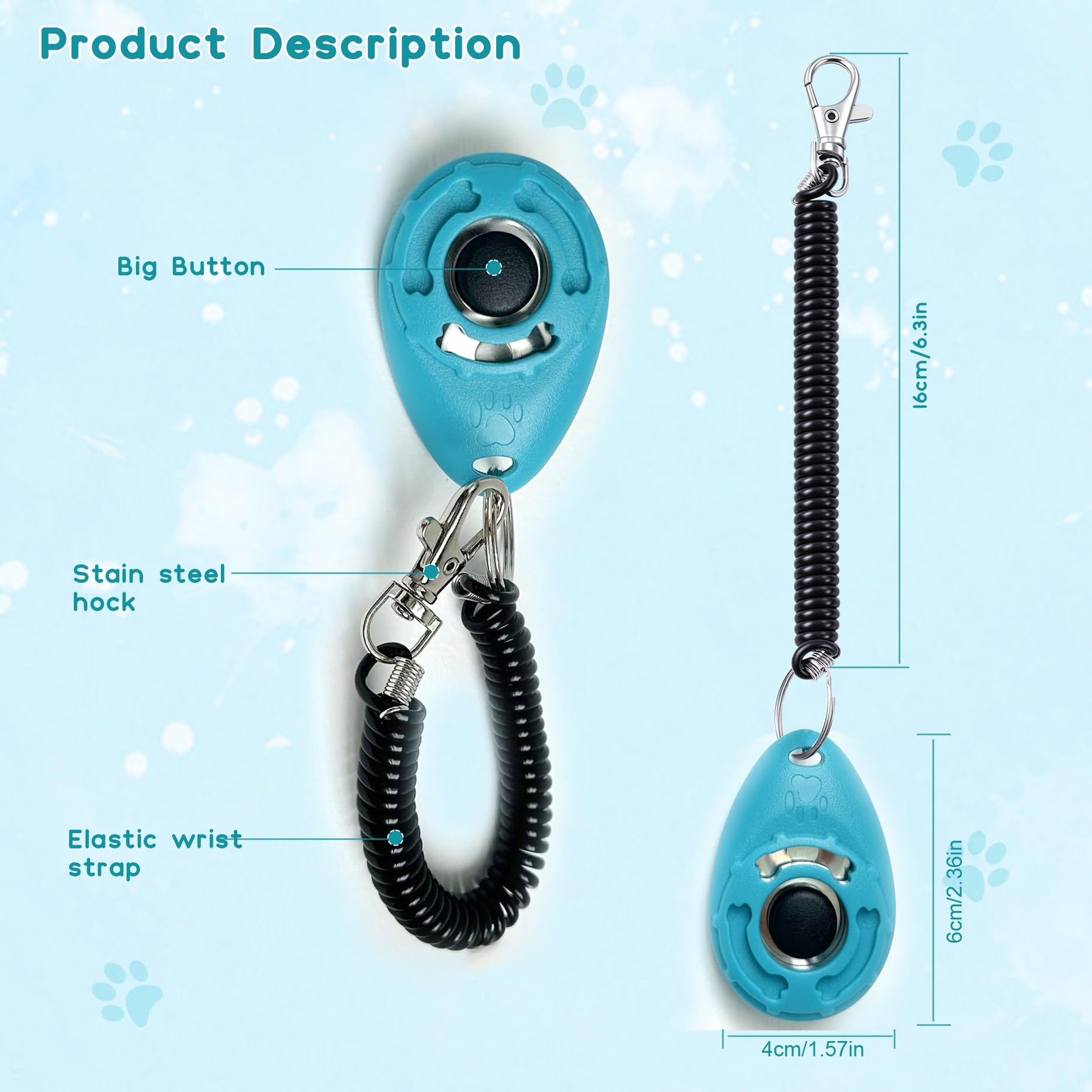 Dog Training Clicker With Sring Wrist And Keyring Pet Clickers