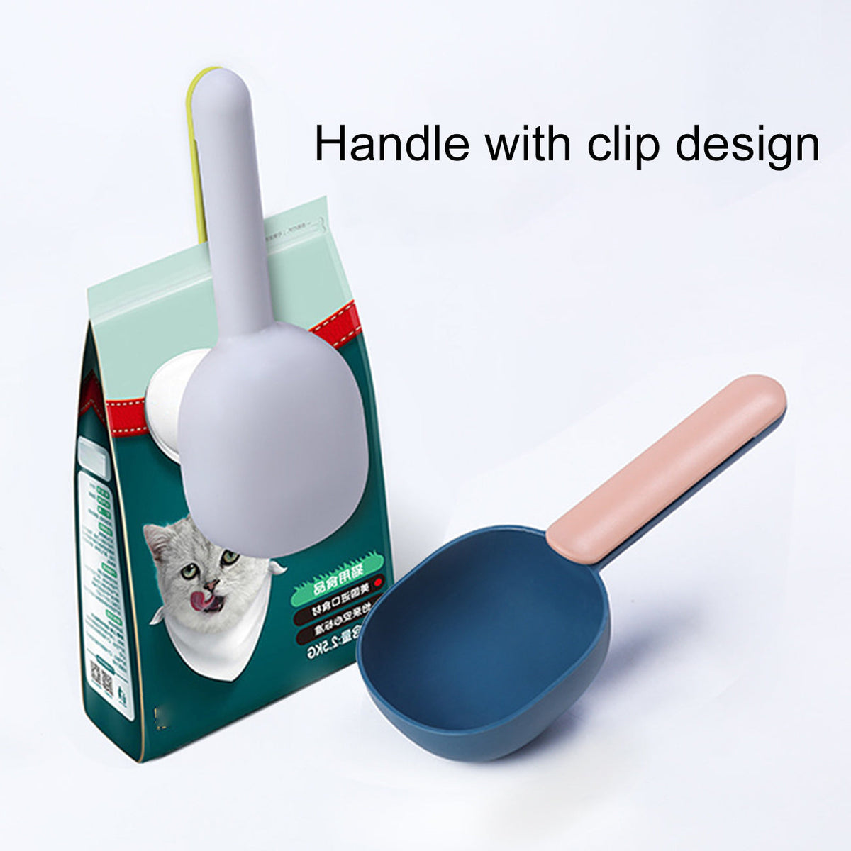 Pet Food Scoop With Ergonomic Bag Clip Handle For Cats Puppies