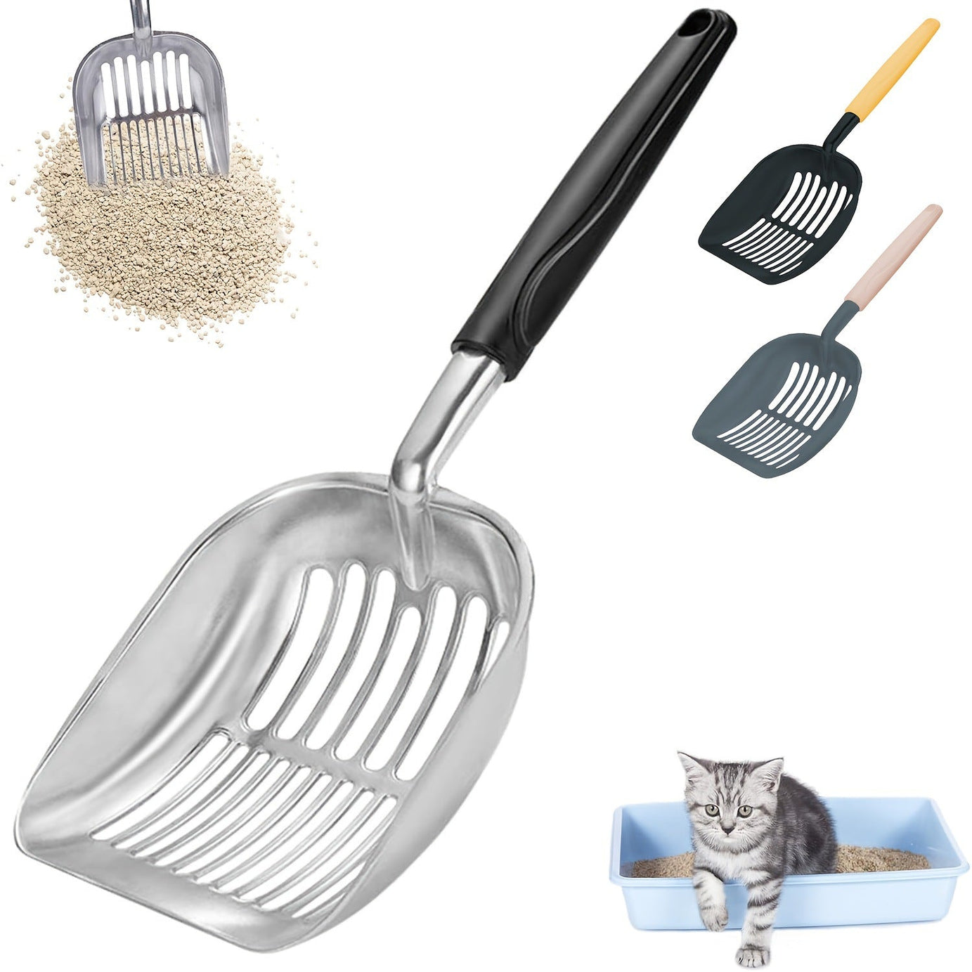 Pet-use Fine-hole Metal Cat Litter Scoop