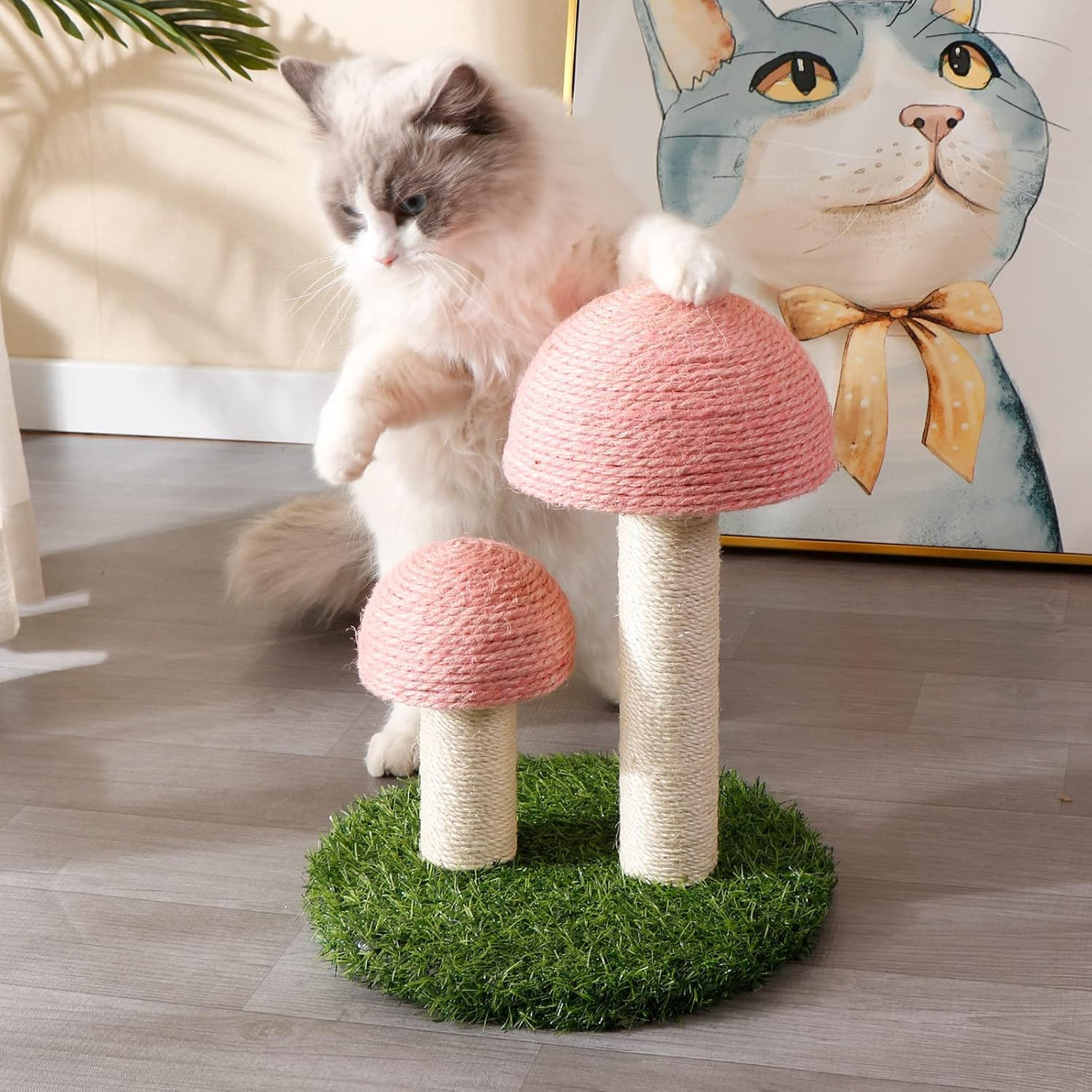 Cat Scratching Post Mushroom Scratcher Featuring With Natural Sisal