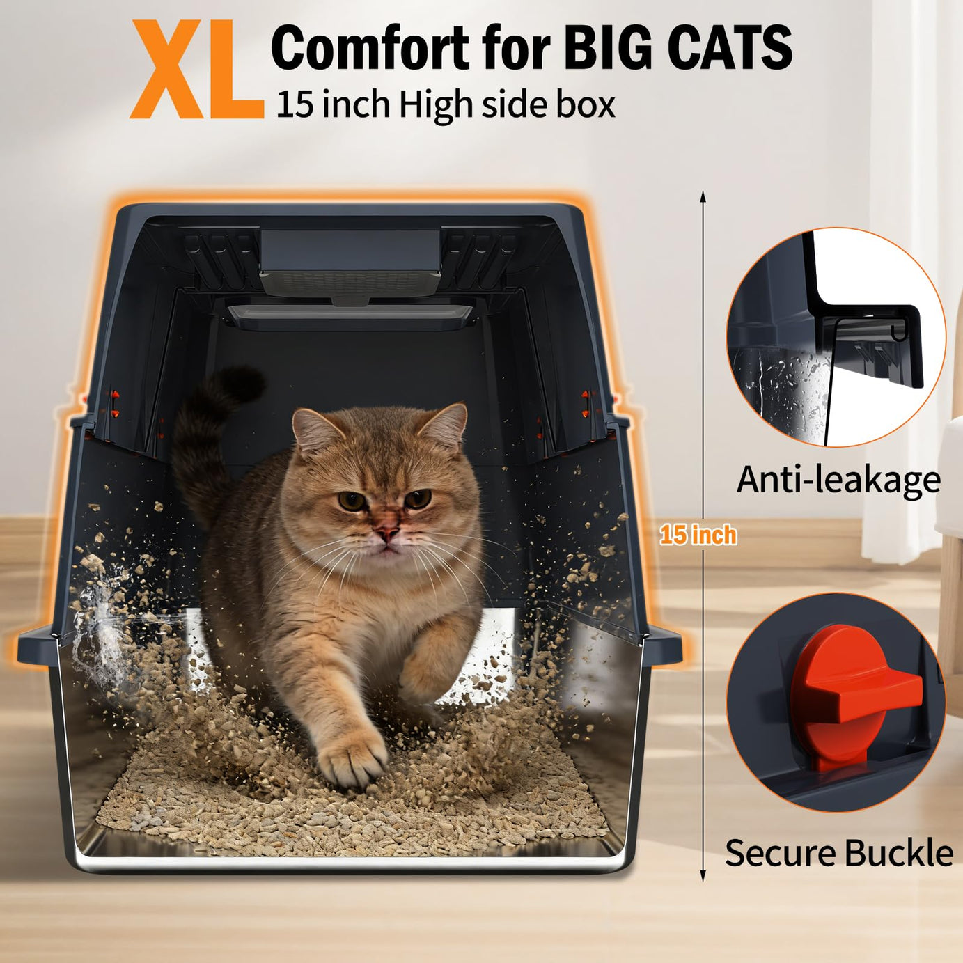 Stainless Steel Litter Box With Lid Enclosed Metal Extra Large