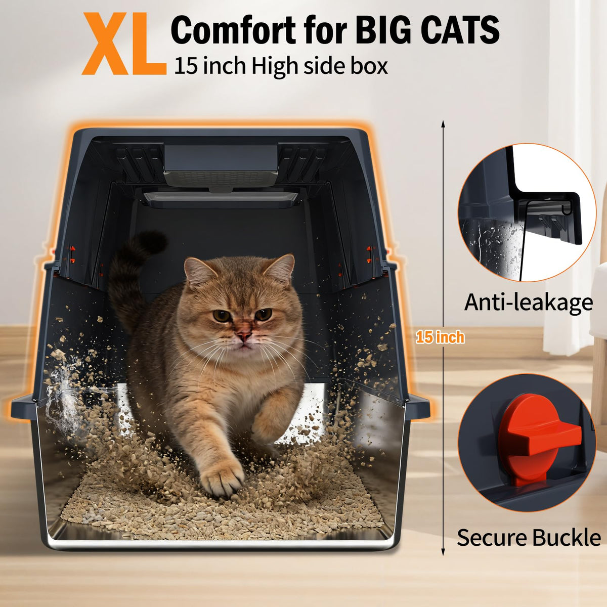 Stainless Steel Litter Box With Lid Enclosed Metal Extra Large