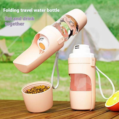 2-in-1 Travel Dog Water Bottle Pet Dispenser Feeder Drinking Outing