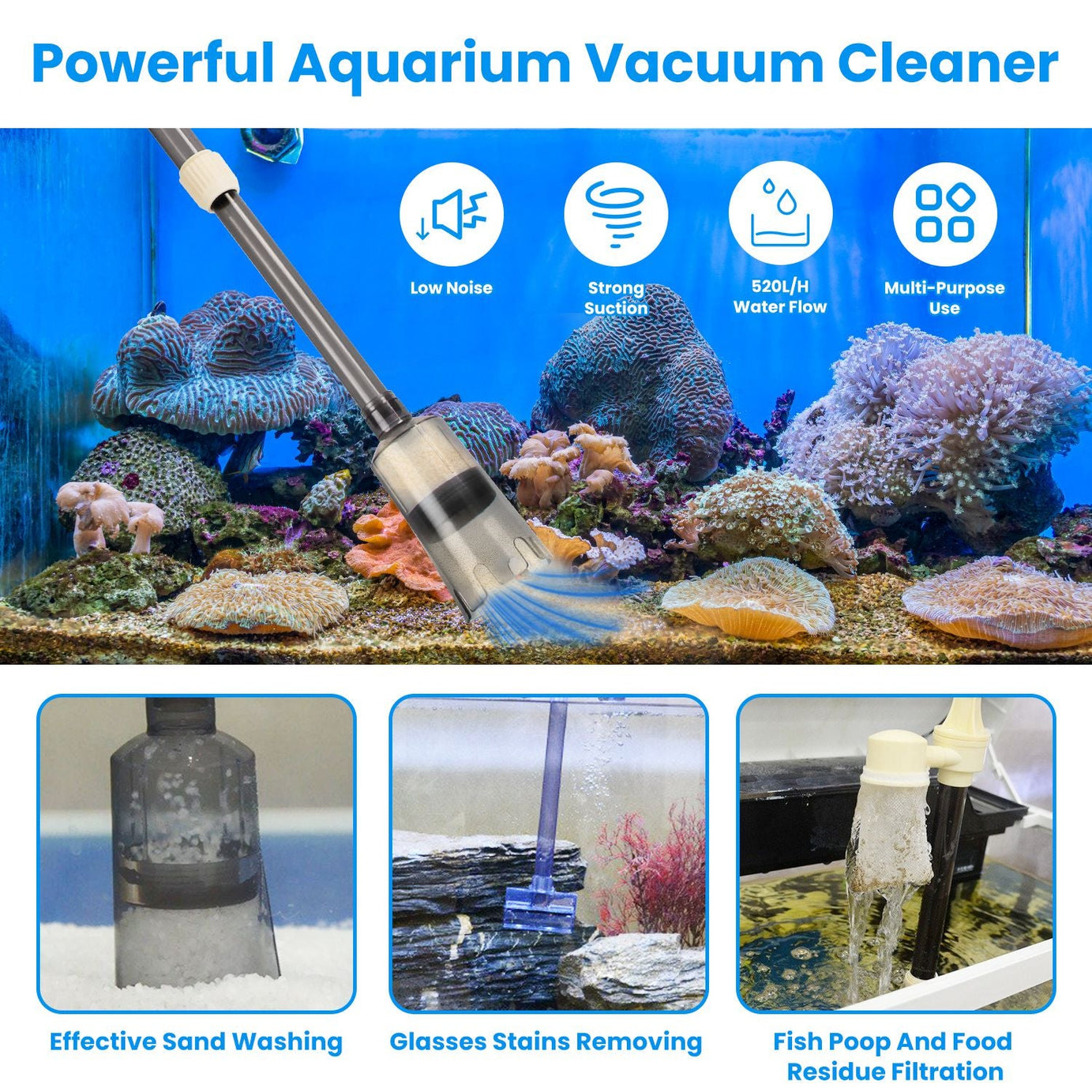 1 Set Multifunctional Electric Aquarium Gravel Cleaner Kit Length