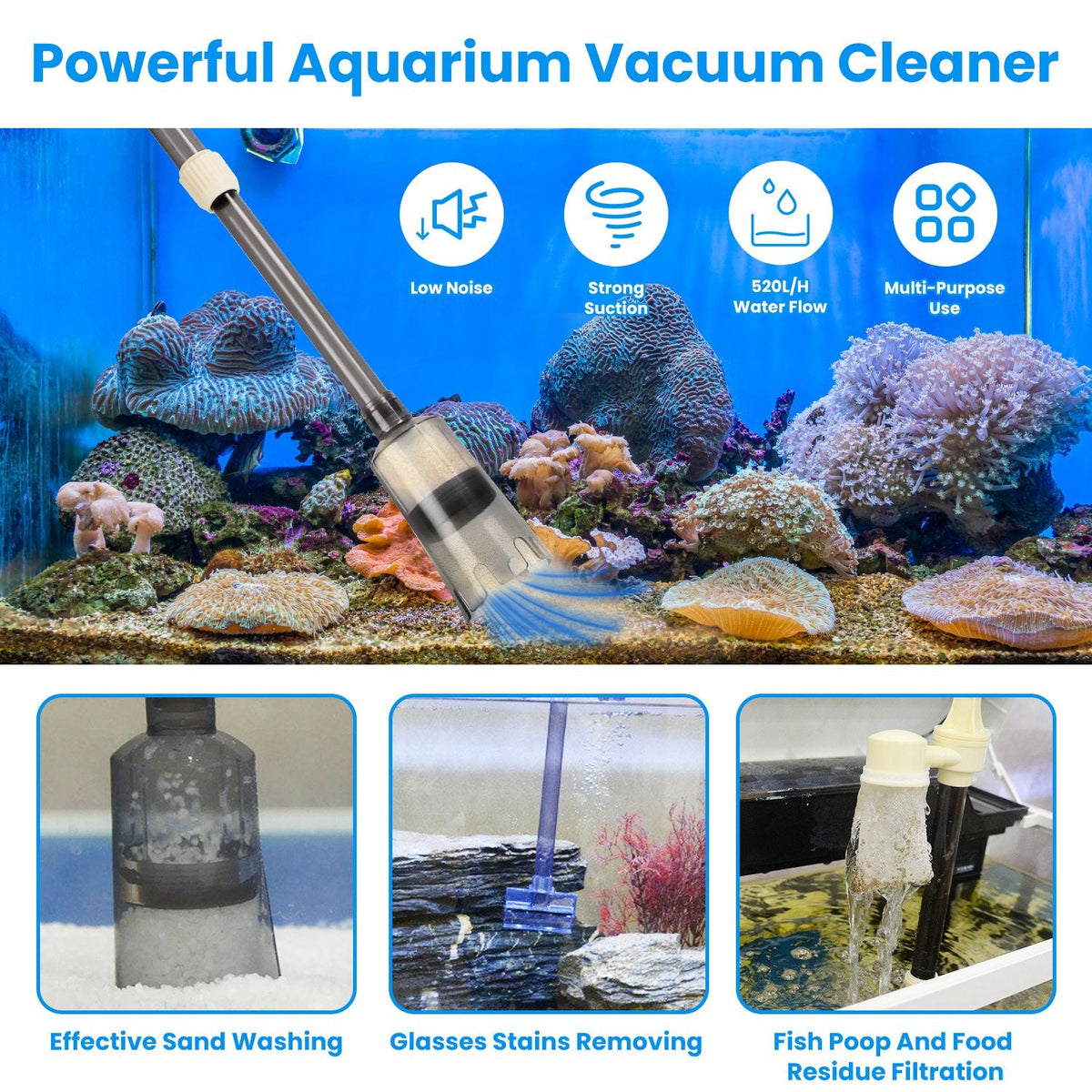 1 Set Multifunctional Electric Aquarium Gravel Cleaner Kit Length
