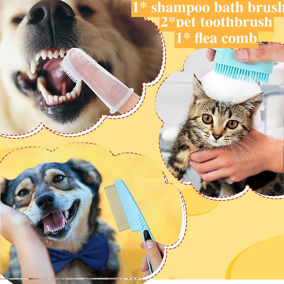 7pcs Pet Grooming Kit Self-cleaning Brush Shedding With Nail