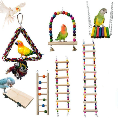 Parrot Bird With Toy Supplies Swing Ring Aerial Ladder Climbing