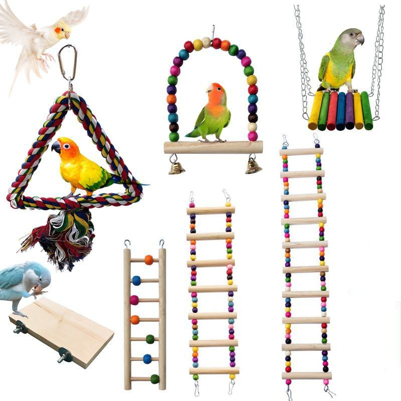 Parrot Bird With Toy Supplies Swing Ring Aerial Ladder Climbing