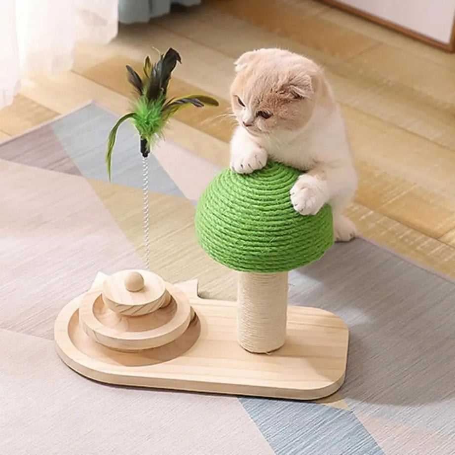 Cat Toys Scratching Post Mushroom Sisal Rope Scratcher Tree Tower