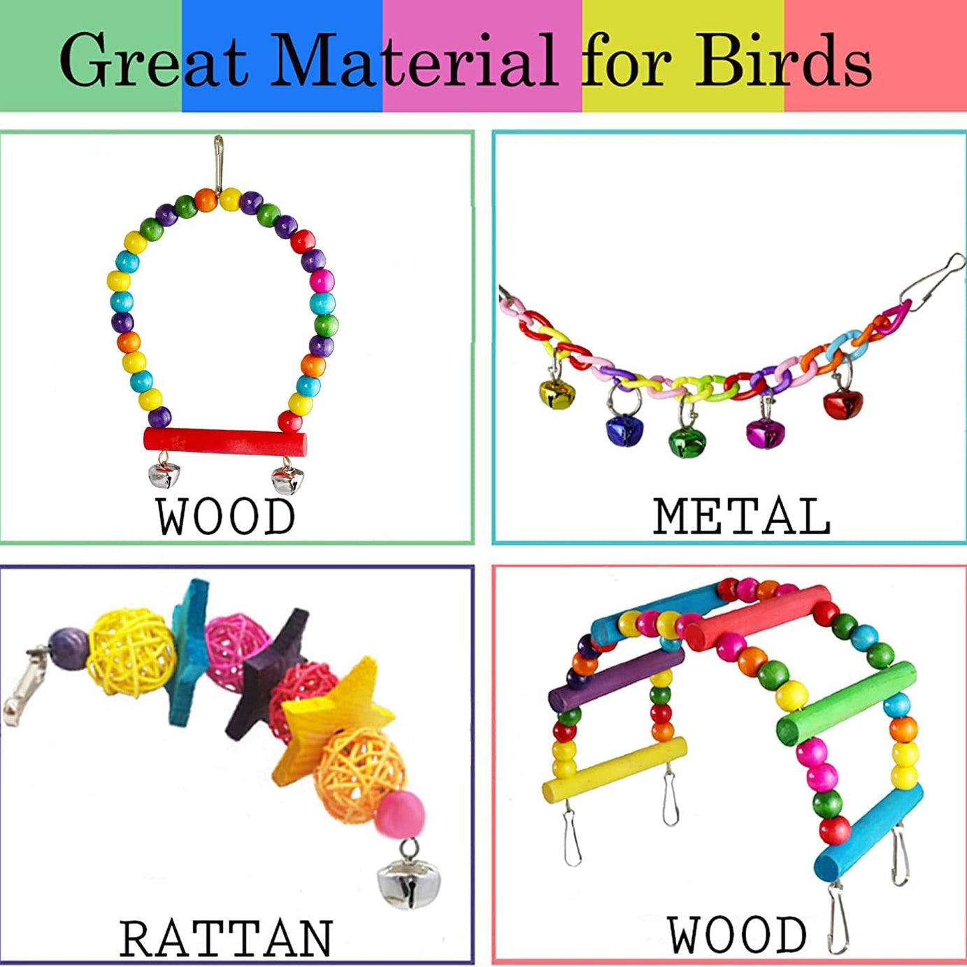 7pcs Parrot Toys Bird Cage Accessories